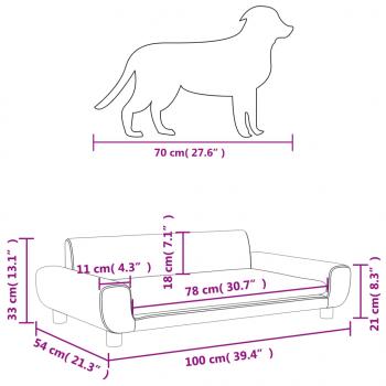 Hundebett Hellgrau 100x54x33 cm Samt