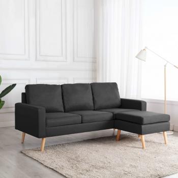 ARDEBO.de - 3-Sitzer-Sofa mit Hocker Dunkelgrau Stoff 