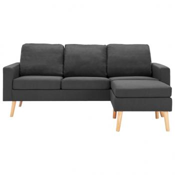 3-Sitzer-Sofa mit Hocker Dunkelgrau Stoff 