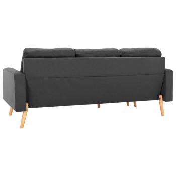 3-Sitzer-Sofa mit Hocker Dunkelgrau Stoff 