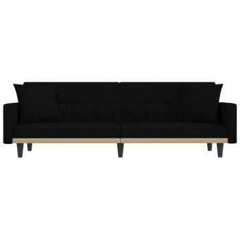 Schlafsofa mit Kissen Schwarz Stoff