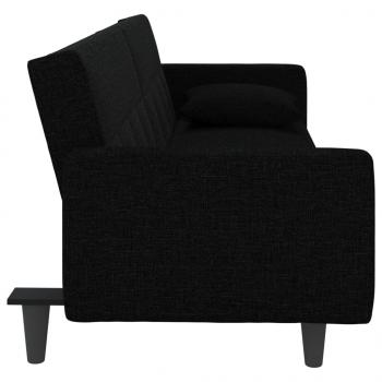 Schlafsofa mit Kissen Schwarz Stoff