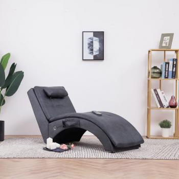 ARDEBO.de - Massage Chaiselongue mit Kissen Grau Wildleder-Optik