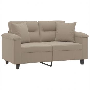 2-Sitzer-Sofa mit Kissen Taupe 120 cm Mikrofasergewebe