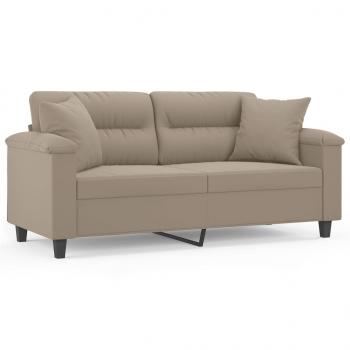 2-Sitzer-Sofa mit Kissen Taupe 140 cm Mikrofasergewebe