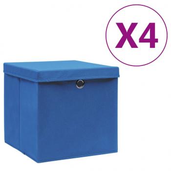 ARDEBO.de - Aufbewahrungsboxen mit Deckeln 4 Stk. 28x28x28 cm Blau