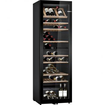 ARDEBO.de Bosch KWK36ABGA Weinkühlschrank mit Glastür, 199 Flaschen, 60cm breit, zwei Temperaturzonen, LED-Beleuchtung, schwarz