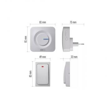 EMOS WIRELESS DOORCHIME AC P5731 Drahtlose Türklingel mit zwei Klingeln, weiß