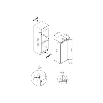 Amica EKSS 361 215 Einbaukühlschrank mit Gefrierfach, Nischenhöhe 102 cm, 140 L, Schlepptürtechnik, LED Beleuchtung, weiß