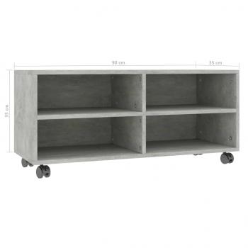 TV-Schrank mit Rollen Betongrau 90x35x35 cm Holzwerkstoff