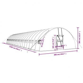 Gewächshaus mit Stahlrahmen Weiß 132 m² 22x6x2,85 m