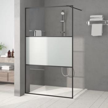 ARDEBO.de - Duschwand für Begehbare Dusche Schwarz 115x195 cm Halbmatt ESG