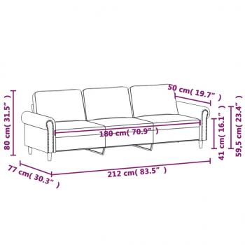 3-Sitzer-Sofa Dunkelgrau 180 cm Samt