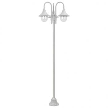 Garten-Pollerleuchte E27 220 cm Aluminium 3-Laterne Weiß 