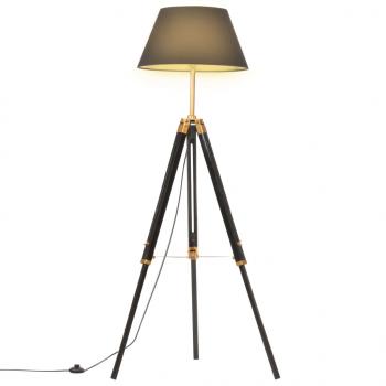 Stativlampe Schwarz und Golden Teak Massivholz 141 cm