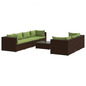 ARDEBO.de - 8-tlg. Garten-Lounge-Set mit Kissen Poly Rattan Braun