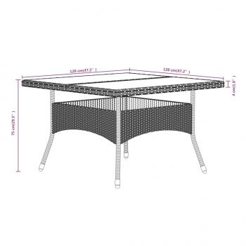 5-tlg. Garten-Essgruppe Poly Rattan & Massivholz Akazie Grau