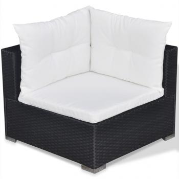 5-tlg. Garten-Lounge-Set mit Kissen Poly Rattan Schwarz