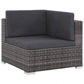 6-tlg. Garten-Lounge-Set mit Kissen Poly Rattan Grau