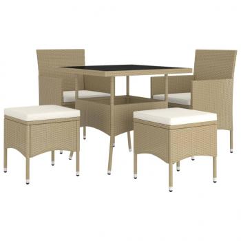 5-tlg. Garten-Essgruppe Poly Rattan Beige