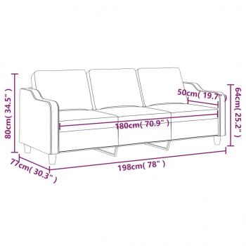 3-Sitzer-Sofa Creme 180 cm Stoff