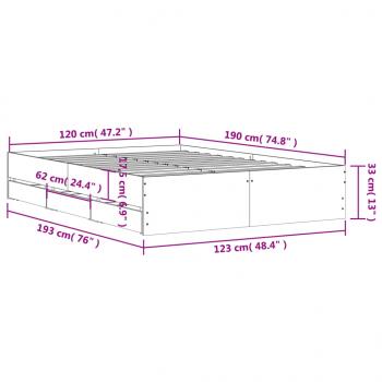 Bettgestell mit Schubladen Sonoma-Eiche 120x190cm Holzwerkstoff