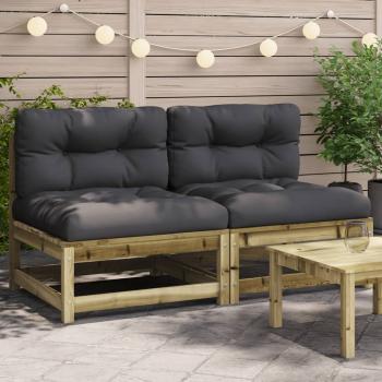 ARDEBO.de - Gartensofas ohne Armlehnen mit Kissen 2 Stk. Kiefernholz