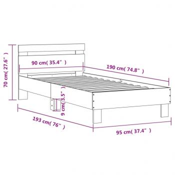 Bettgestell mit Kopfteil Schwarz 90x190 cm Holzwerkstoff