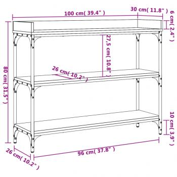 Konsolentisch mit Ablagen Schwarz 100x30x80 cm