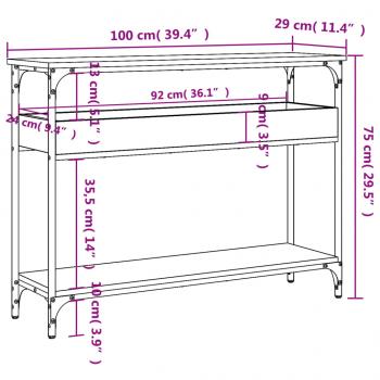 Konsolentisch mit Ablage Schwarz 100x29x75cm Holzwerkstoff