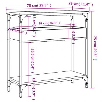 Konsolentisch mit Ablage Grau Sonoma 75x29x75cm Holzwerkstoff