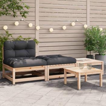 ARDEBO.de - Gartensofa ohne Armlehnen mit Kissen und Hockern