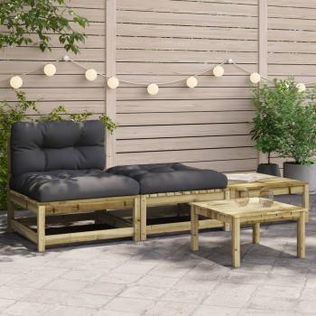 ARDEBO.de - Gartensofa ohne Armlehnen mit Kissen und Hockern