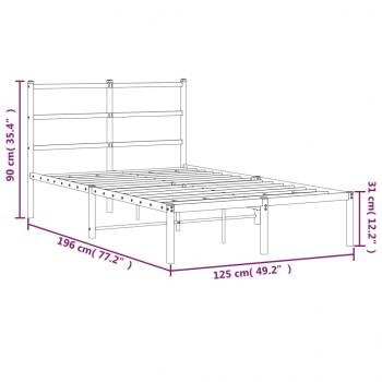 Bettgestell mit Kopfteil Metall Weiß 120x190 cm