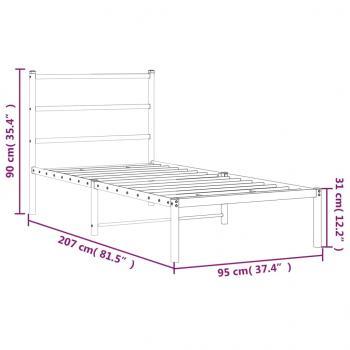 Bettgestell mit Kopfteil Metall Weiß 90x200 cm