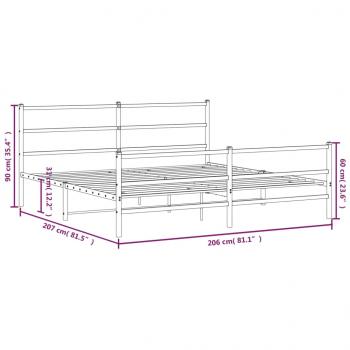 Bettgestell mit Kopf- und Fußteil Metall Weiß 200x200 cm