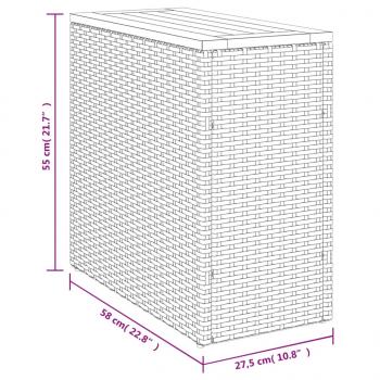 Garten-Beistelltisch mit Holzplatte Grau 58x27,5x55 cm Rattan