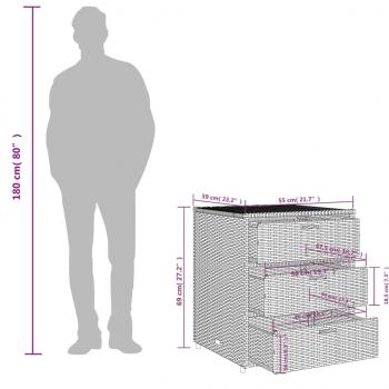 Gartenschrank Braun 55x59x69 cm Poly Rattan