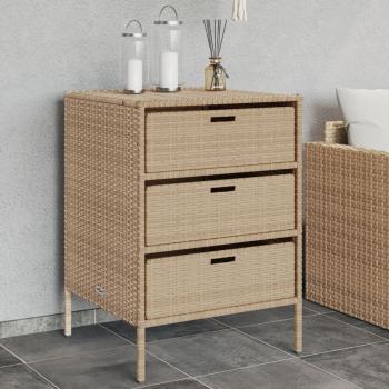 ARDEBO.de - Gartenschrank Beige 55x59x80 cm Poly Rattan