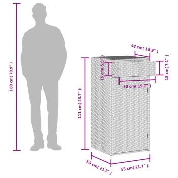 Gartenschrank Grau 55x55x111 cm Poly Rattan