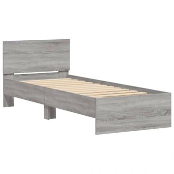 Bettgestell mit Kopfteil Grau Sonoma 75x190 cm Holzwerkstoff