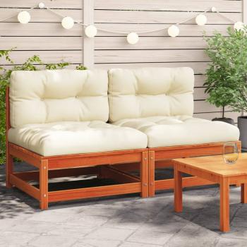 ARDEBO.de - Gartensofas ohne Armlehnen mit Kissen 2 Stk. Wachsbraun Holz