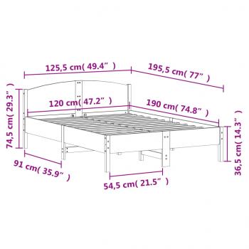 Massivholzbett ohne Matratze Weiß 120x190 cm Kiefernholz