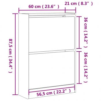 Schuhschrank Weiß 60x21x87,5 cm Holzwerkstoff