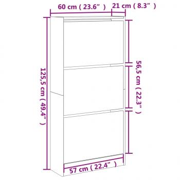 Schuhschrank Weiß 60x21x125,5 cm Holzwerkstoff