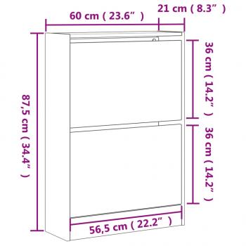 Schuhschrank Grau Sonoma 60x21x87,5 cm Holzwerkstoff