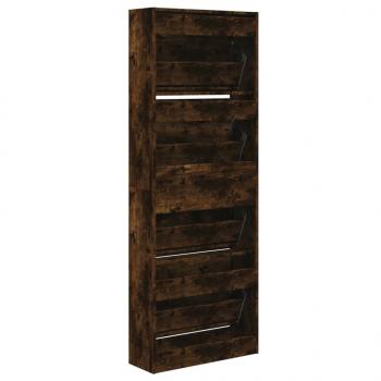 Schuhschrank Räuchereiche 60x21x163,5 cm Holzwerkstoff