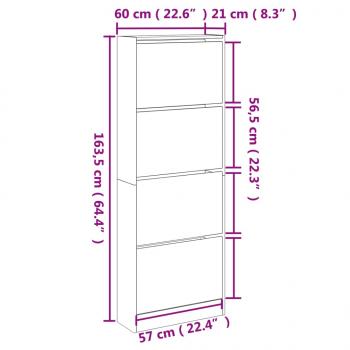 Schuhschrank Räuchereiche 60x21x163,5 cm Holzwerkstoff