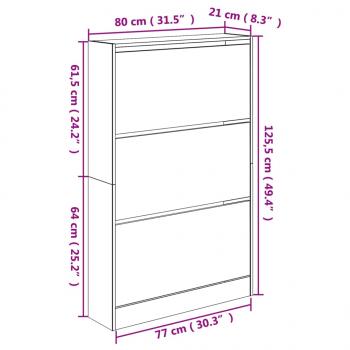 Schuhschrank Weiß 80x21x125,5 cm Holzwerkstoff