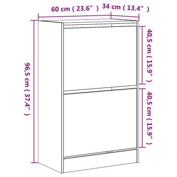 Schuhschrank Braun Eichen-Optik 60x34x96,5 cm Holzwerkstoff